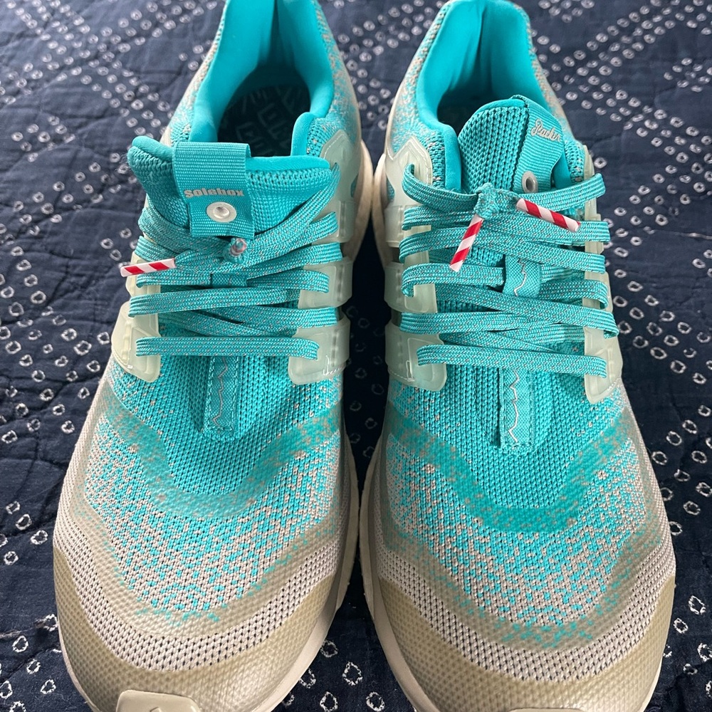 Adidas Blue Cream Athletic Shoes with Breathable Mesh